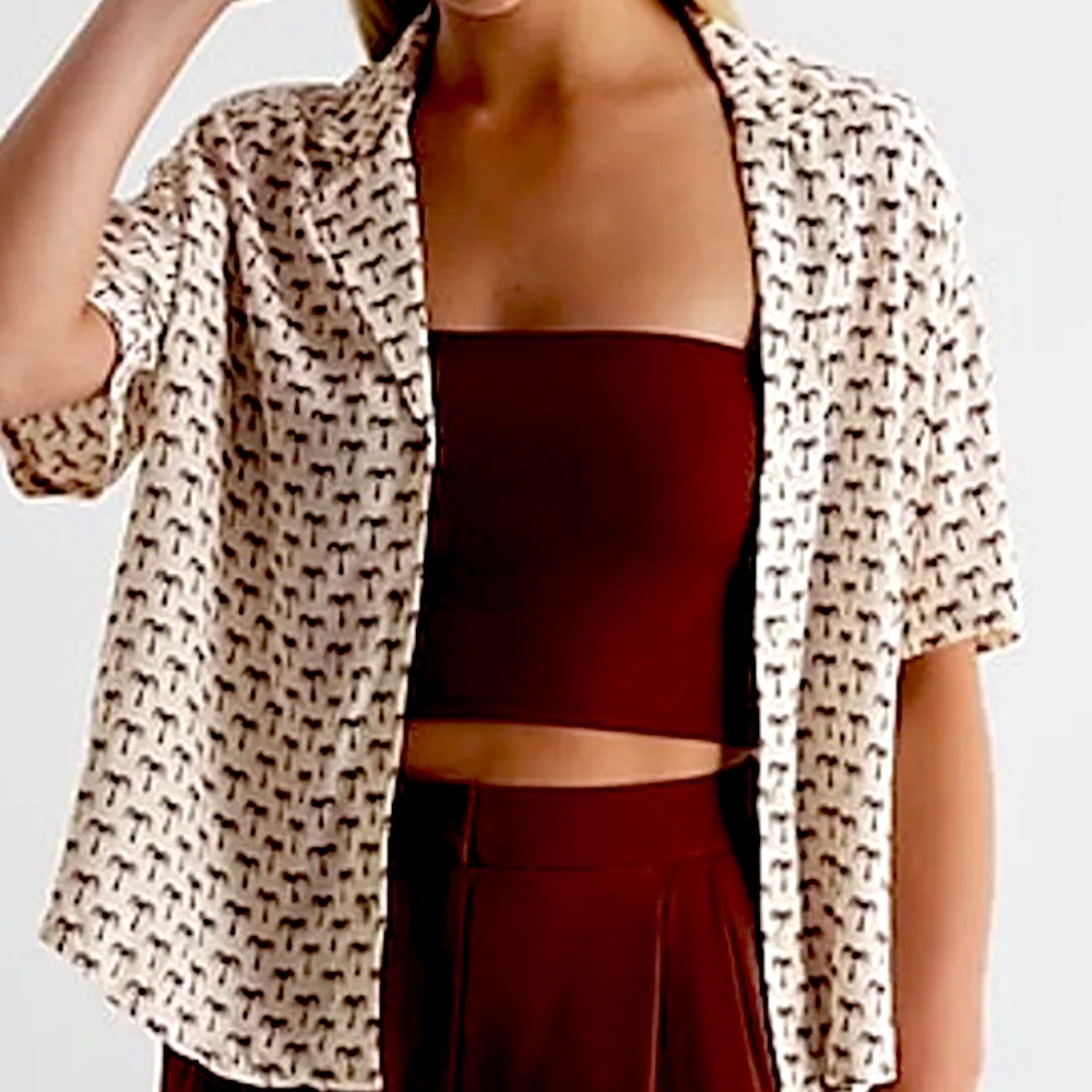 Express Lightweight Printed Button-Up Shirt | Short Sleeve | Size S NWT